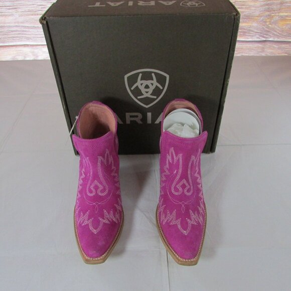 Ariat Women's Dixon Snip Toe Western Ankle Boot - Haute Pink Suede 10046864 - Picture 2 of 4